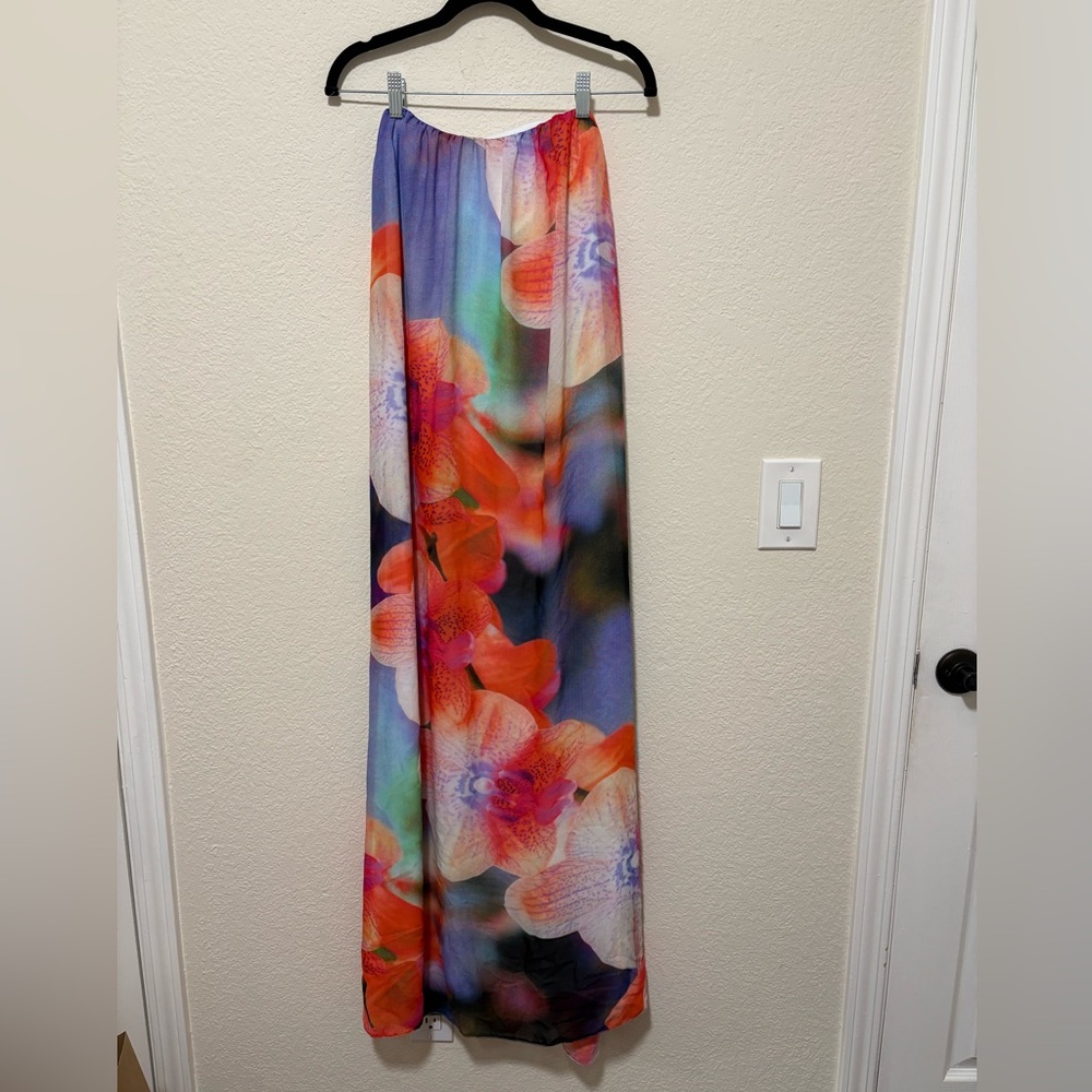 ASOS Strapless Maxi Multicolor Orchid Print Dress Size 4